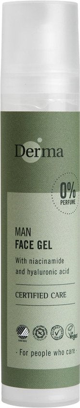 Derma Eco Man - Gezichtsgel - 50 ml - Gevoelige Huid - Parfumvrij - met Niacinamide en Hyaluronzuur