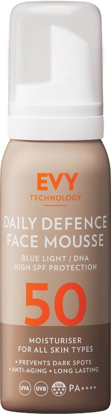 EVY Gezichtsmousse SPF 50 – Primer – Intensieve Dagelijkse UV- Bescherming – Voor Gevoelige Huid – 100ml