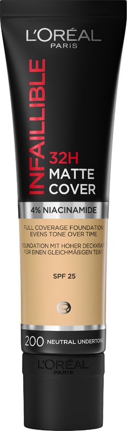 L’Oréal Paris Infaillible 32H Matte Cover Foundation - 200 - Foundation met een volledige dekking en een matte finish - 30 ml