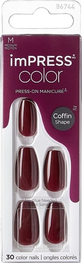 imPRESS Color Coffin | Winery in NYC | 30 stuks, Press-On Techniek zonder Lijm (Nepnagels, Plaknagels)