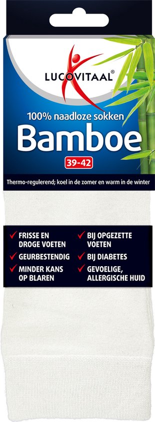 Lucovitaal Bamboe sok lang wit maat 39-42 1 Paar