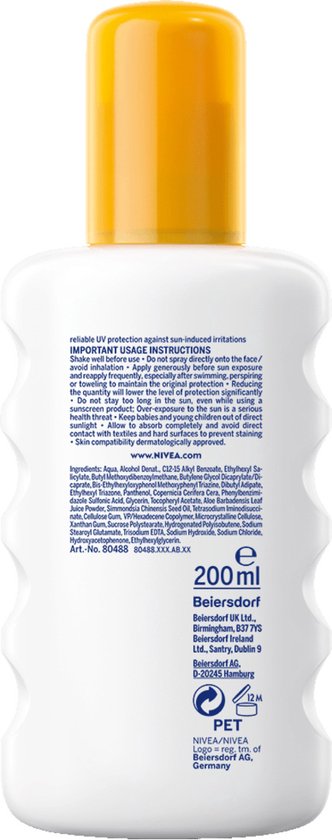 NIVEA SUN Sensitive Immediate Protect Zonnebrand Spray - Gevoelige huid - SPF 30 - Zonnespray - Met aloë vera en jojobaolie - 200 ml