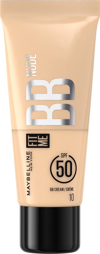 Maybelline Fit Me BB Nude- BB crème- Basis verrijkt met 90% verzorgende ingrediënten- SPF 50- NUDE 10- 30 mL