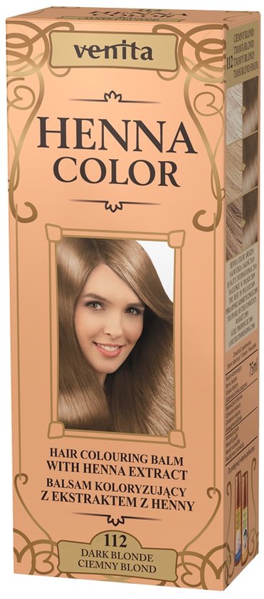 Venita HENNA COLOR BALSEM Dark Blonde / Donker Blond nr.112 Kant-en Klare Natuurlijke Haarverf Zonder Ammoniak. Ammonia. PPD. PTD. Peroxide. Waterstofperoxide etc. 75ml