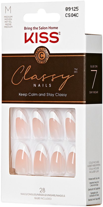 Kiss Kunstnagels Classy M French - Kunstnagels - 28 stuks, met lijm
