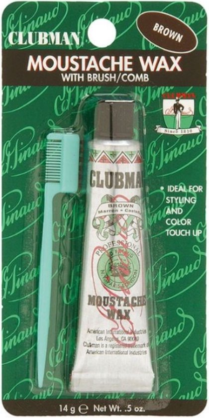 Clubman Pinaud Snorwax Lichtbruin | Houdt de haren op z'n plek. | Perfect voor snorren, baarden, bakkebaarden en wenkbrauwen