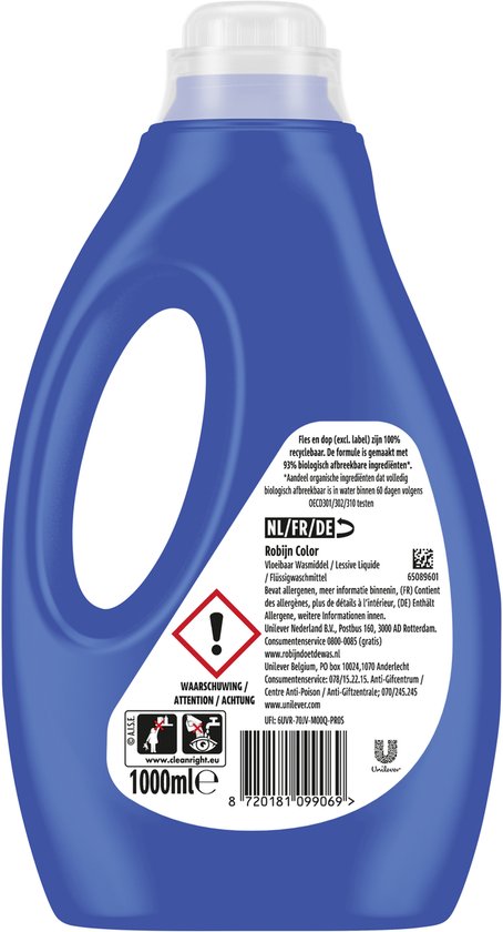 Robijn Vloeibaar Wasmiddel - Color - met 90% biologisch afbreekbare ingrediënten - 20 wasbeurten (6x)