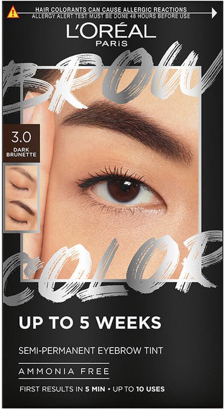 Wenkbrauwtint L'Oreal Make Up BROW COLOR Nº 3.0 Dark brunette Semi-permanent 4 Onderdelen