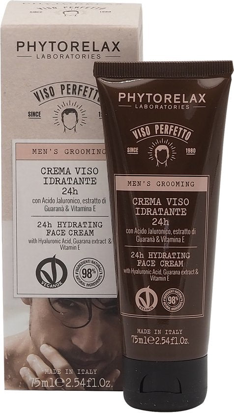 Phytorelax Viso Perfetto Gezichtscrème voor Mannen – 24H Hydraterende Dagcrème – met Hyaluronzuur, Guarana & Vitamine E – 75ml