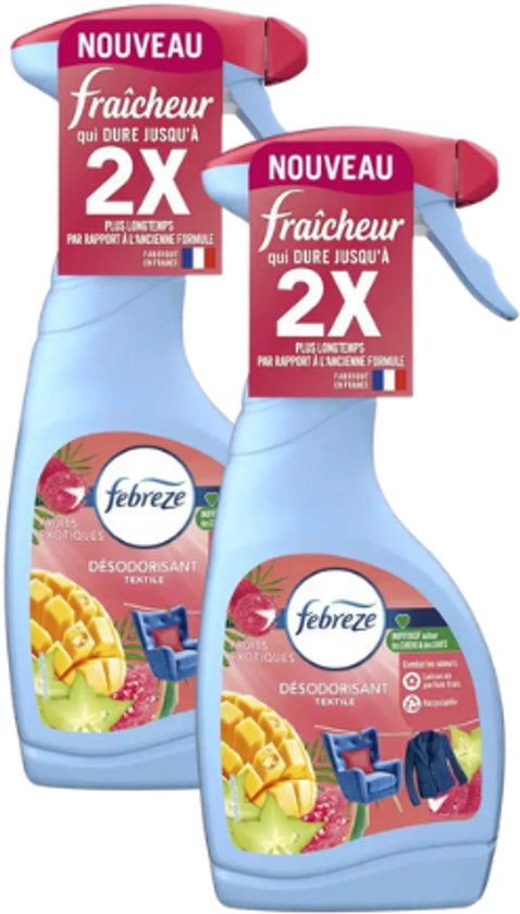 Febreze Exotic Fruit Textile Deodorizing Spray 2x500ml - Geurverfrisser - Textielspray - Langdurige Frisheid