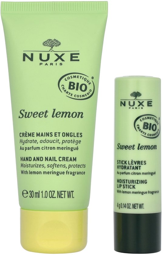 Nuxe - Sweet Lemon Duo – Bio Hand- en Nagelcrème 30 ml + Bio Hydraterende Lippenbalsem