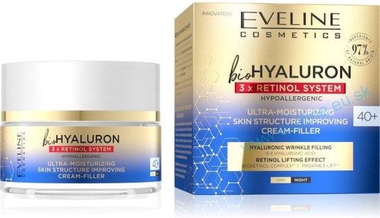 Eveline Cosmetics BioHyaluron 3x Retinol System 40+ Ultra-Moisturizing Skin Structure Improving Cream 50ml.