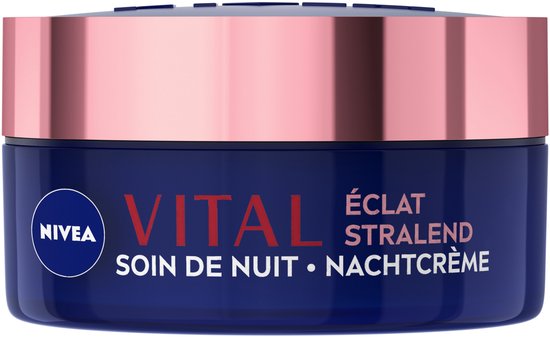 NIVEA Vital Stralende Nachtcrème Gezicht - Anti-rimpel Crème - Voedende Crème - met Creatine & Calcium - 50ml