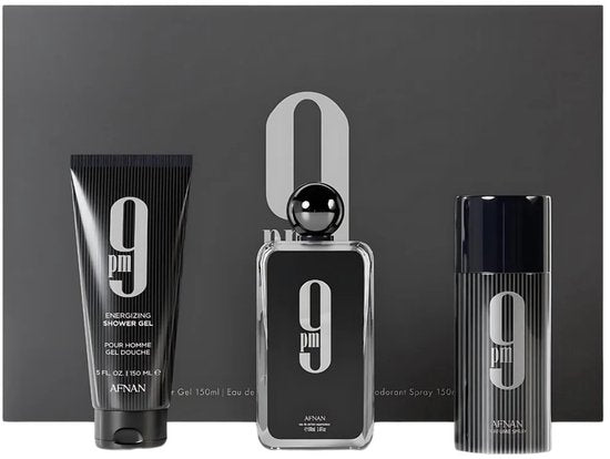 Herenparfum Afnan EDP 100 ml 9 Pm Gift Set Eau De Parfum (edp) 100 Ml, Shower Gel 200 Ml + Deospray 250 Ml