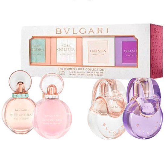 Bvlgari The Women's Gift Collection Giftset - Rose Goldea Blossom Delight EDP 5 ml . Rose Goldea Blossom Delight EDT 5 ml . Omnia Crystalline EDT 5 ml . Omnia Amethyste EDT 5 ml - cadeauset voor dames