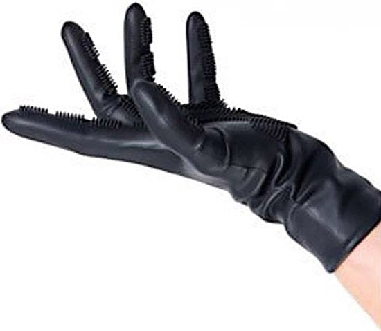 Sibel - Comb In Siliconen Handschoenen - Zwart - 1 Paar
