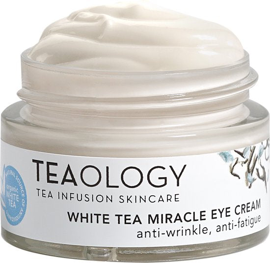 Teaology White Tea Miracle Eye Cream – Verhelderende Oogcrème met Witte Thee, Cafeïne & Hyaluronzuur – Tegen Donkere Kringen, Wallen en Fijne Lijntjes – Hydraterende Anti-Aging Oogverzorging – 15 ml