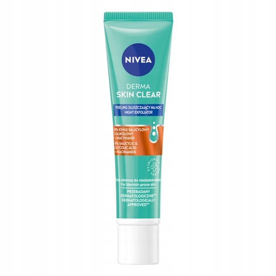 NIVEA Derma Peeling - Exfoliërende Nachtcrème - 40ml - 8% AHA/BHA - Voor Onzuivere Huid