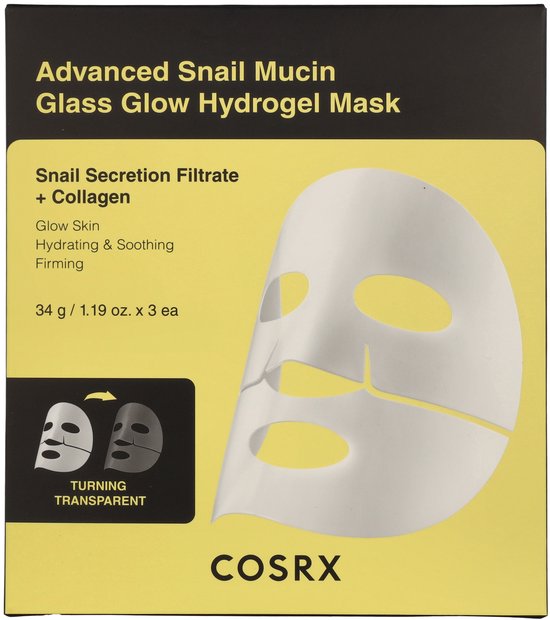 COSRX Snail Mucin Hydrogel Mask 3 stuks – Glass Glow Gezichtsmasker