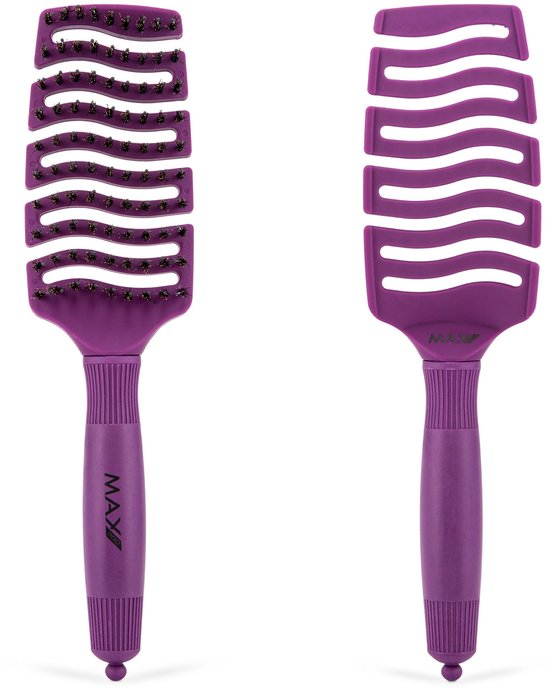 Max Pro Detangler Haarborstel Blueberry Bliss - Antiklit - Haar borstel - Jongens en meisjes - Comb - Brostel - Paars - Zwijnenhaar borstel
