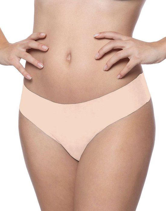 Bye Bra Onzichtbare String, naadloos ondergoed dames, string, seamless string, seamless ondergoed dames 2 Pack - Beige/Zwart, XL