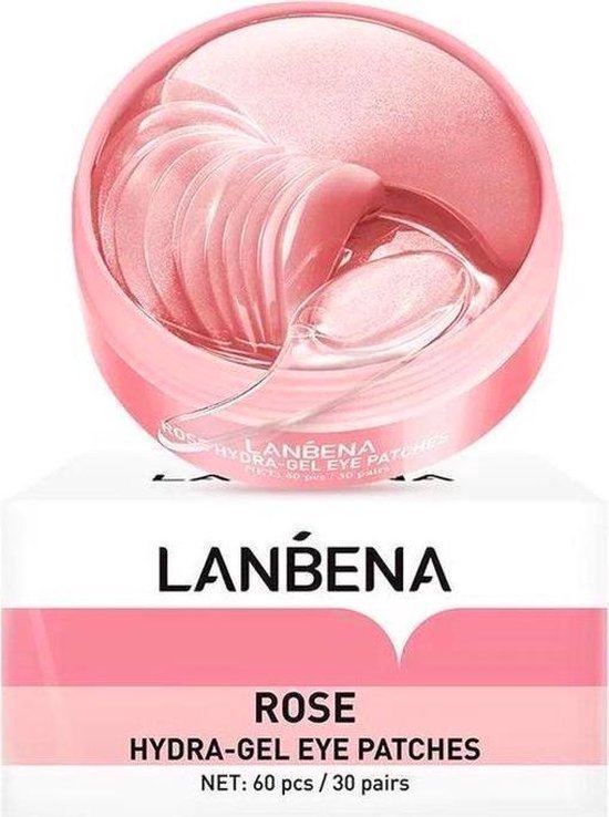 Lanbena brightening Eye patches - Oogmasker - Donkere kringen - Vermindering wallen - Huidverzorging - Huidveroudering - Oog crème - Versterkt huid - Vermoeidheid - Ooglijnen - Collageen- Hydrateren - 60 stuks