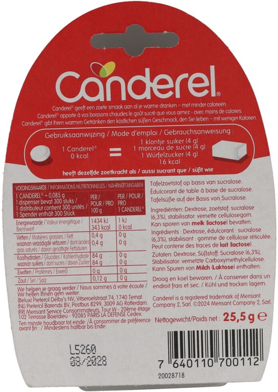 Canderel zoetjes dispenser - met sucralose - 300 stuks