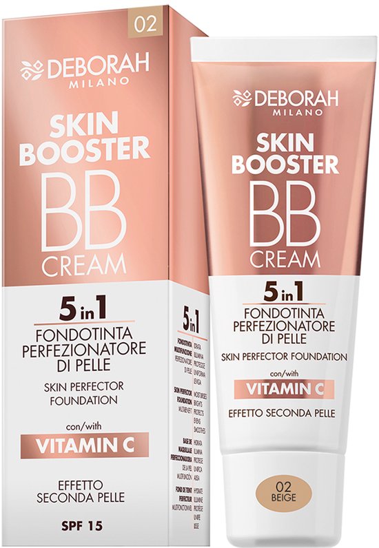 Deborah Milano Skin Booster, BB cream, 30 ml, Vrouwen, Universele huid, Licht, Stralend, Hydraterend, Bescherming, Smoothing