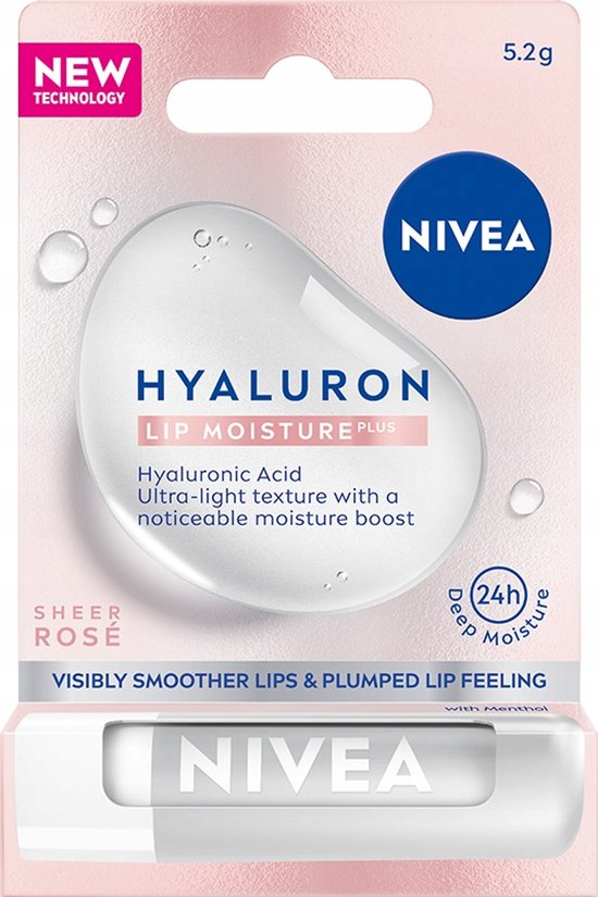 NIVEA Hyaluron Moisture Plus - Lippenbalsem - Sheer Rose - 5,2 g