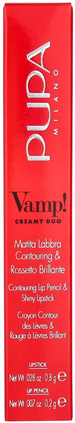 PUPA Milano Vamp! Creamy Duo Lip Pencil & Shiny Lipstick 001 Fair Nude 0,8 gr