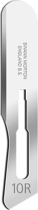 Swann Morton Dermaplanning mesjes steriel 10R Swann Morton - wenkbrauw scheermesje - dermaplaning gezicht - RVS - Past op houder nummer 3 - Nummer 10R
