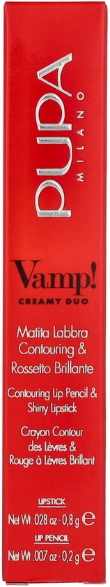 PUPA Milano Vamp! Creamy Duo Lip Pencil & Shiny Lipstick 002 Medium Nude 0,8 gr