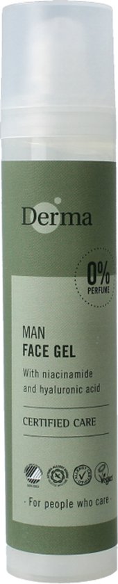 Derma Eco Man - Gezichtsgel - 50 ml - Gevoelige Huid - Parfumvrij - met Niacinamide en Hyaluronzuur