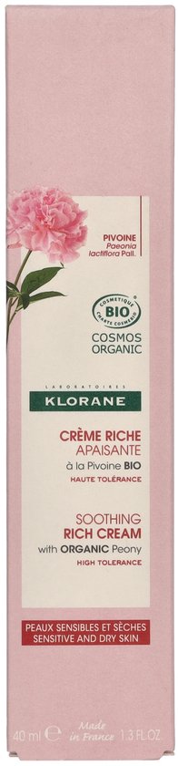 Klorane Huid Dagcrème Crème riche apaisante à la Pivoine BIO 40ml