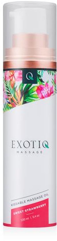 Exotiq - Massageolie - Massage Olie - Sweet Strawberry - Massageolie voor een Ontspannende Massage met Aardbeiengeur - Zijdezacht en Verzorgende Werking - 100 ml