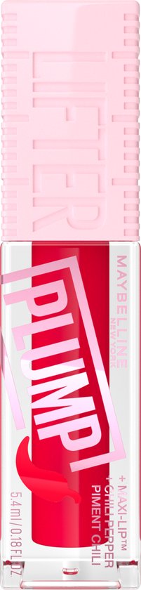 Maybelline | Lifter Plump | Lip Plumping lipgloss, langdurig vollere lippen (verwarmende sensatie met 5% Maxi-Lip™ en chilipeper, Red Flag, 5,4 ml)