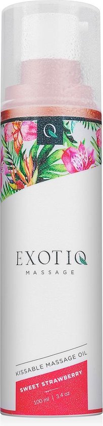 Exotiq - Massageolie - Massage Olie - Sweet Strawberry - Massageolie voor een Ontspannende Massage met Aardbeiengeur - Zijdezacht en Verzorgende Werking - 100 ml