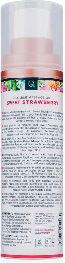 Exotiq - Massageolie - Massage Olie - Sweet Strawberry - Massageolie voor een Ontspannende Massage met Aardbeiengeur - Zijdezacht en Verzorgende Werking - 100 ml