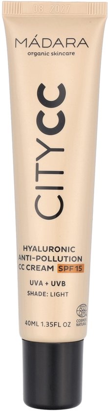 MÁDARA Anti-Pollution CC Cream SPF15 Light Beige 40ml - hyaluronzuur -UVA/UVB