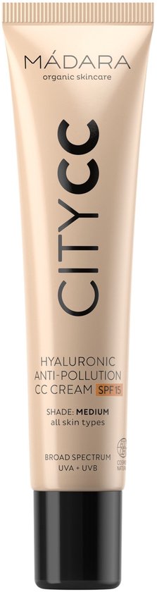 MÁDARA Anti-Pollution CC Cream SPF15 Medium Beige 40ml - hyaluronzuur -UVA/UVB