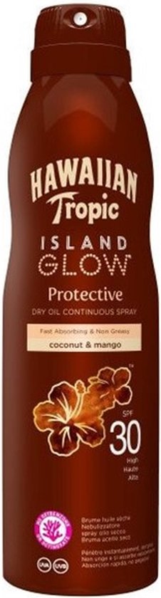 Hawaiian Tropic - Zonnebrand - Island Glow Dry Oil Continuous Spray SPF 30 - Hydraterend & Beschermend - 177 ml