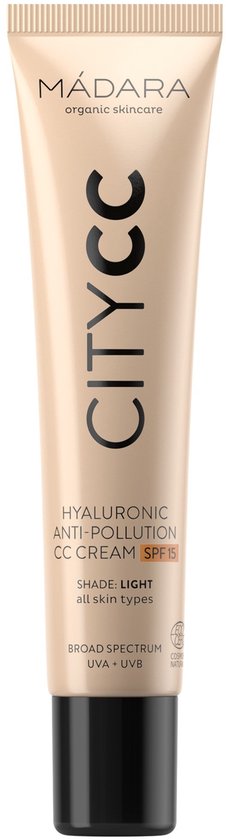 MÁDARA Anti-Pollution CC Cream SPF15 Light Beige 40ml - hyaluronzuur -UVA/UVB