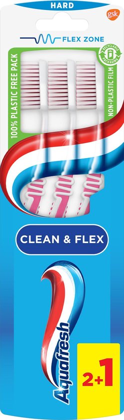 Aquafresh - Tandenborstel - Clean & Flex - Hard - Grondige Reiniging - 3 Tandenborstels