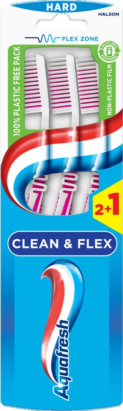 Aquafresh - Tandenborstel - Clean & Flex - Hard - Grondige Reiniging - 3 Tandenborstels