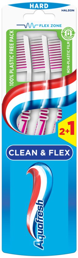 Aquafresh - Tandenborstel - Clean & Flex - Hard - Grondige Reiniging - 3 Tandenborstels