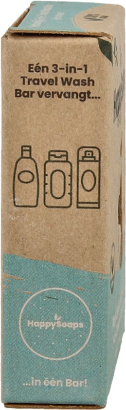 HappySoaps 3-in-1 Travel Wash Bar - Beach Breeze - Shampoo, Body Wash & Shaving Bar - 100% Plasticvrij en Natuurlijk - 40gr
