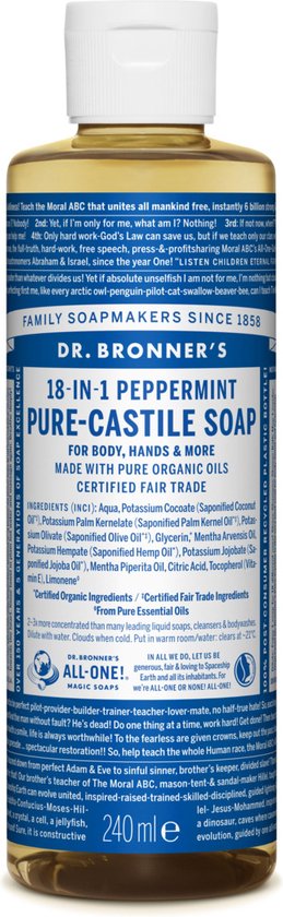 Dr Bronners Liquid soap peppermint 240 Milliliter