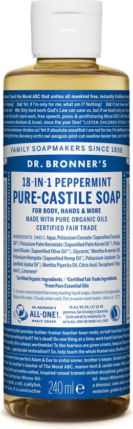 Dr Bronners Liquid soap peppermint 240 Milliliter