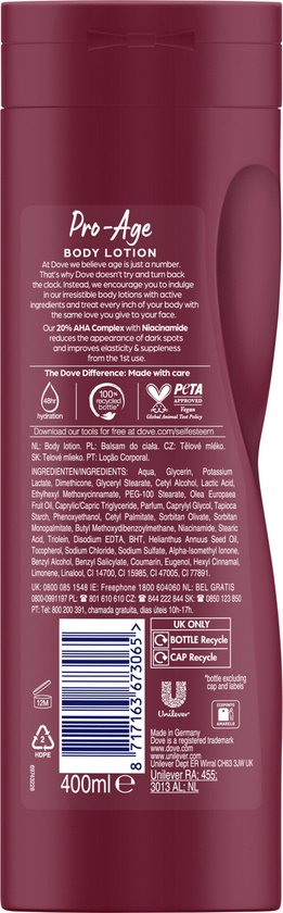 Dove Body Love Bodylotion - Pro Age - met 20% AHA complex en niacinamide - 400 ml