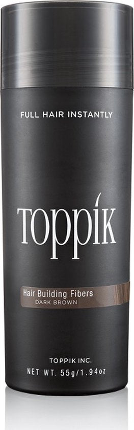 Toppik Hair Building Fibers Donkerbruin | 55 gram | Cosmetische Haarverdikker, Verbergt haaruitval (Direct voller haar)